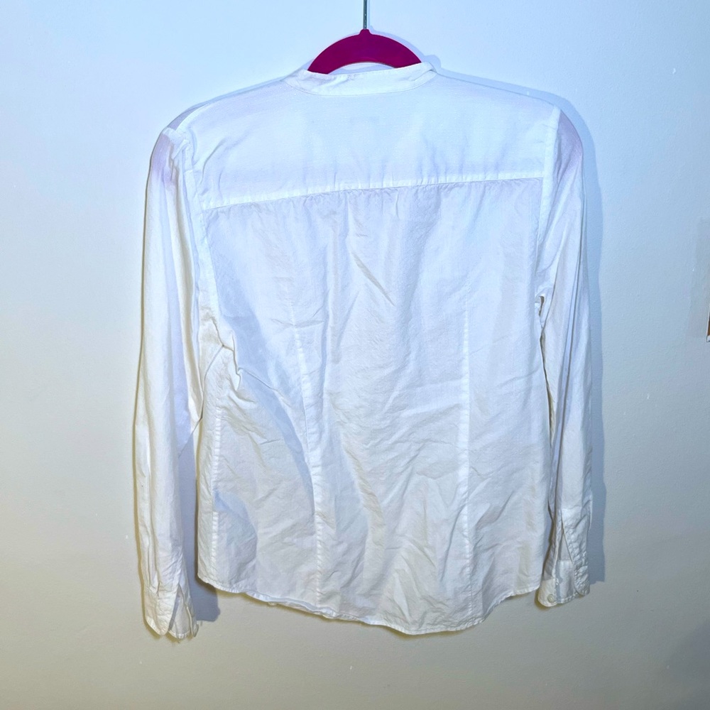 J. Crew - Swiss dot white tuxedo style blouse - size 4 - Picture 3 of 4